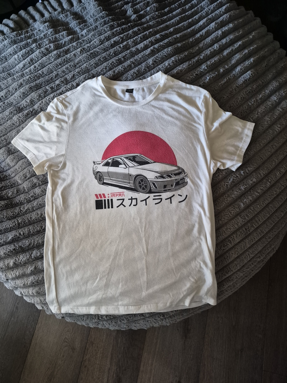 Men's White Skyline Graphic Tee - Japanese Car Print